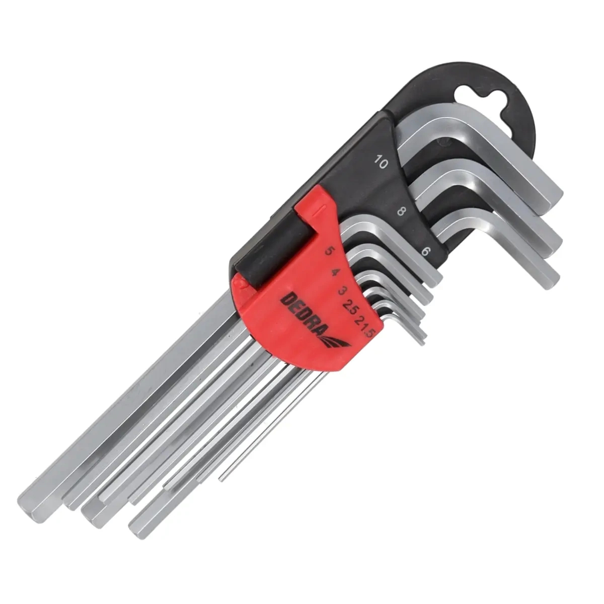 Šesťhranné kľúče dlhé 1,5 – 10 mm, súprava 9 ks, CRV