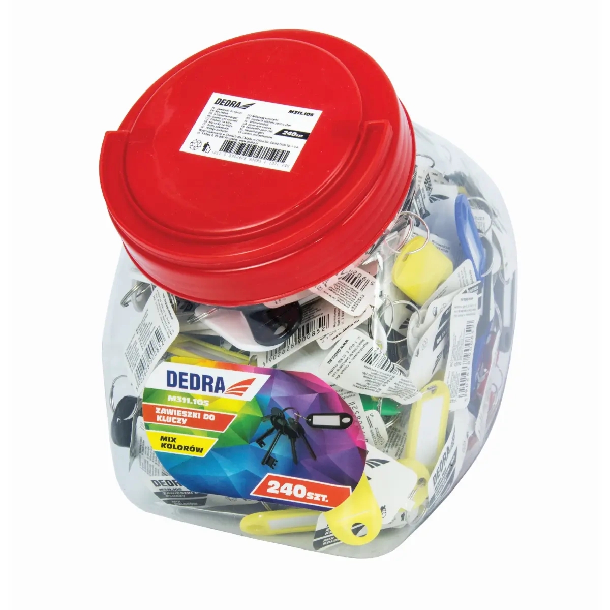 Menovky na kľúče pohár 240 ks, mix farieb